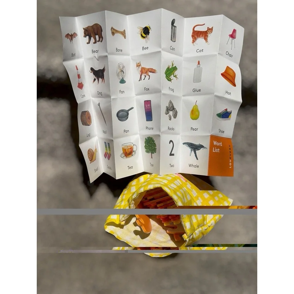 Lovevery Rhyming Rings W/ Organic Cotton Storage Bag Play Kit - Month 52, 53, 54